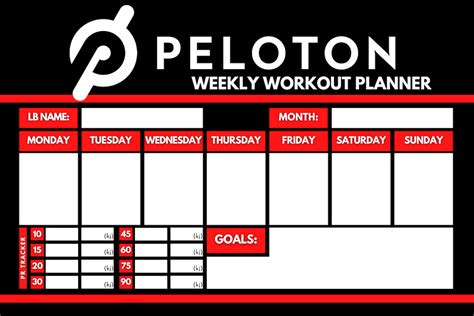 Printable Peloton Workout Calendar